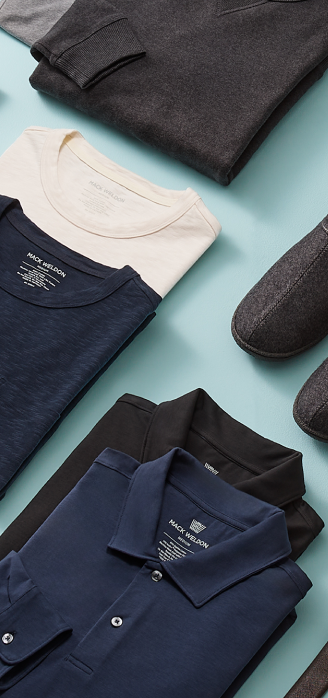 Laydowns of Mack Weldon Vacation Collection products