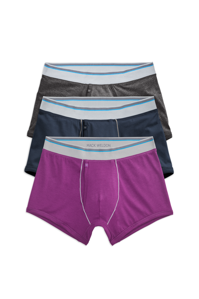Front view of 3 pack 18 hour jersey trunk in Night Garden