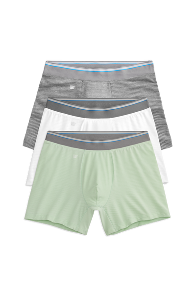 Front view of 3 pack Airknitx Boxer brief in Morning Mist