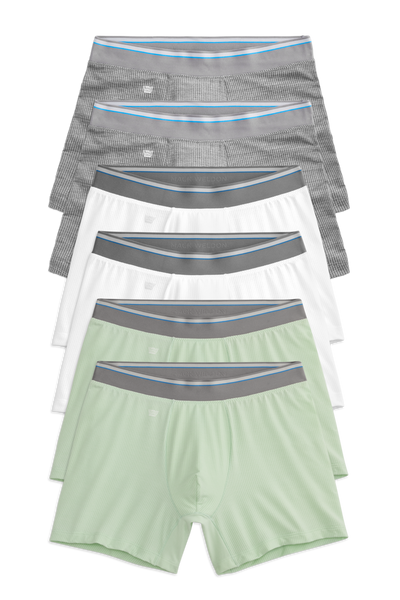 Front view of 6 pack Airknitx Boxer Brief in Morning Mist