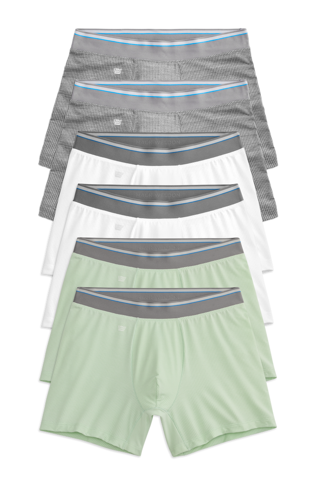 Front view of 6 pack Airknitx Boxer Brief in Morning Mist