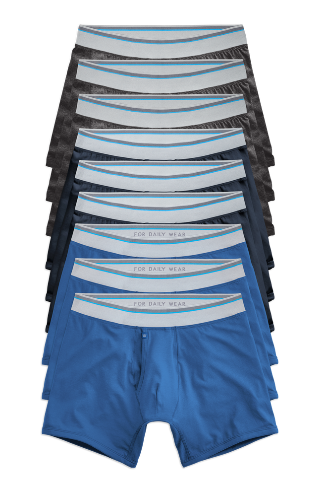Front view of 9 pack 18-hour Jersey Boxer Brief in Racing Day