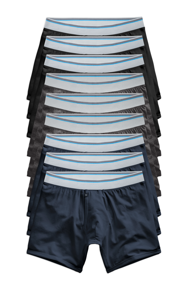 Front view of 9 pack 18-hour Jersey Boxer Brief in The Classics