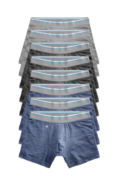 Front view of 9 pack Airknitx Boxer Brief in Cool Heathers