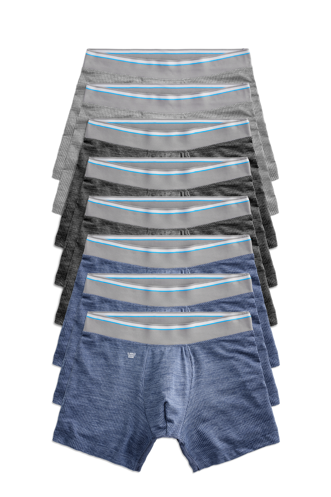 Front view of 9 pack Airknitx Boxer Brief in Cool Heathers