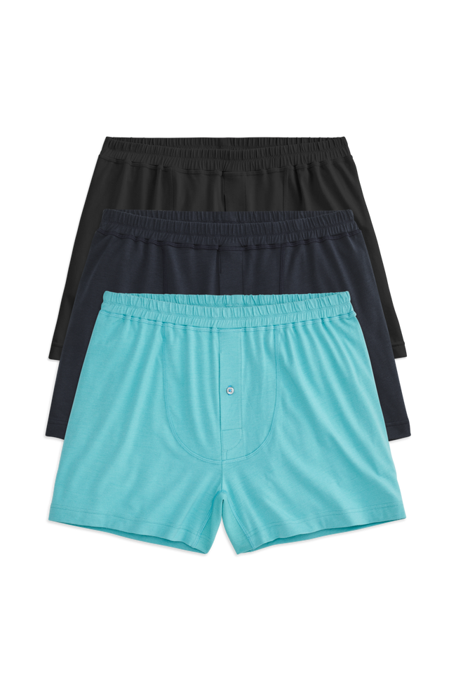 Front view of 3-Pack 18-Hour Jersey Knit Boxers in On the Nile