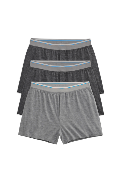 Front view of 3 pack Airknitx Knit Boxer in Shades of Grey