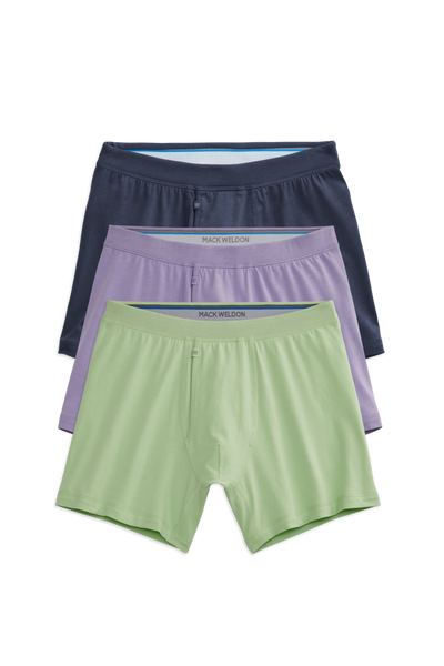 Front view of 3 pack Silver Boxer Brief in Blush of Dawn