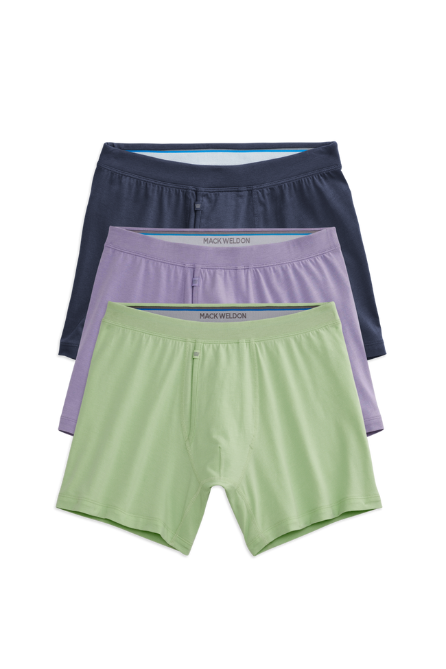 Front view of 3 pack Silver Boxer Brief in Blush of Dawn