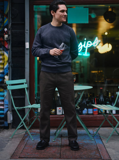 Man wearing French Terry Crew Neck Sweatshirt in Night Sky