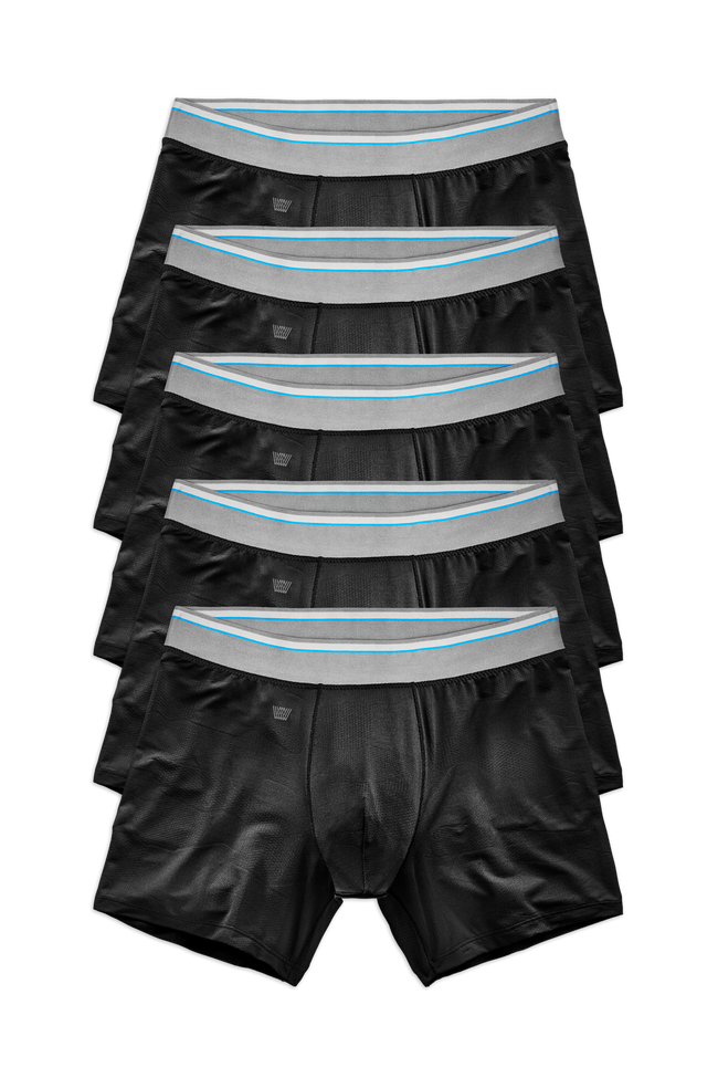 Front view of a 5-Pack AIRKNITx Boxer Brief in True Black