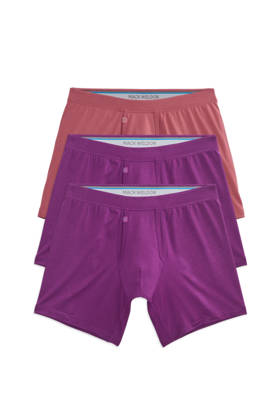 Front view of 3 pack Silver HD Boxer Brief in Orchid Clay