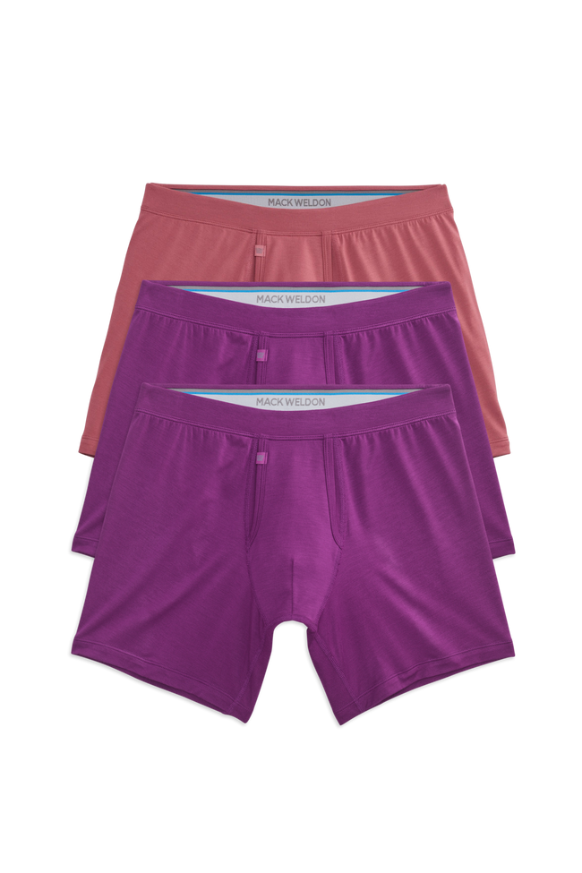 Front view of 3 pack Silver HD Boxer Brief in Orchid Clay