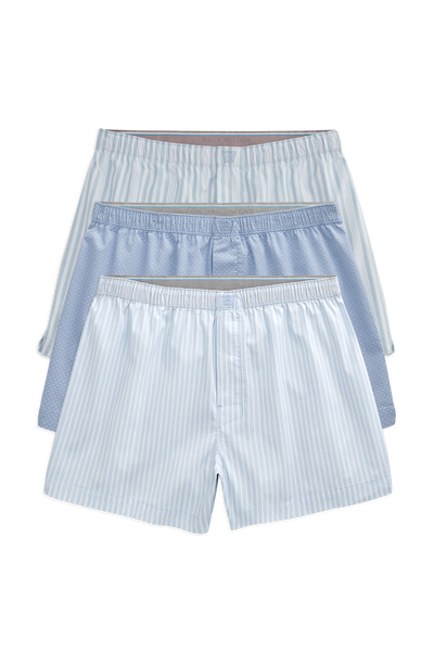 Front view of 3 pack 24/7 Woven Boxers in Soho