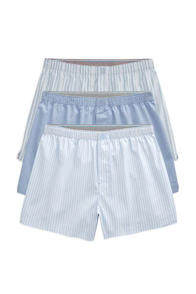 Front view of 3 pack 24/7 Woven Boxers in Soho