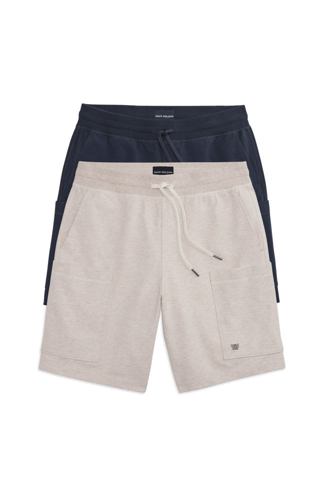 Front view of 2-Pack ACE Cargo Sweatshorts in Latte Heather / Total Eclipse