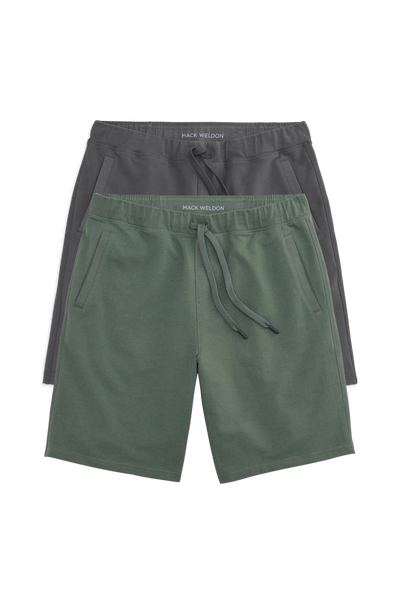 Front view of 2 pack ACE Sweatshort 9" in Cactus/ Asphalt