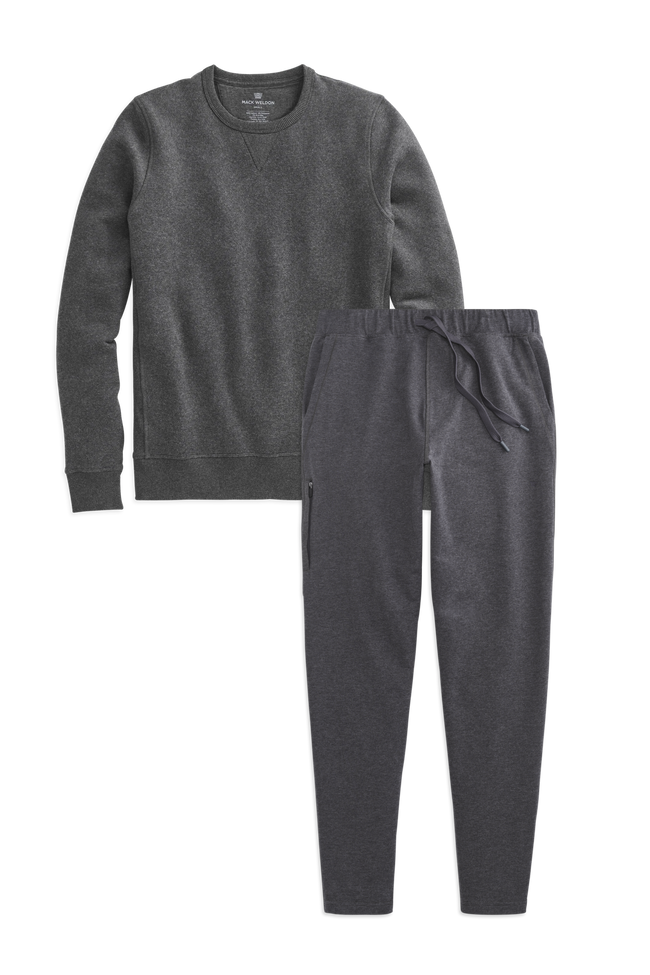 Front view of Ace Sweat Set in Charcoal Heather