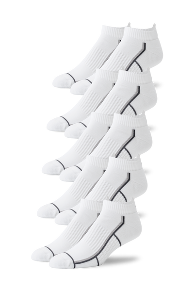 Bright White | Front view of 5-Pack AIRKNITˣ Ankle Socks in Bright White