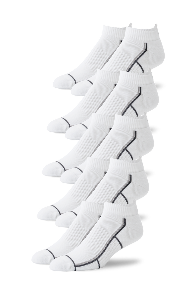 Bright White | Front view of 5-Pack AIRKNITˣ Ankle Socks in Bright White