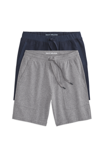 Front view of "2-Pack ACE Carpenter Short & ACE Sweatshorts 7" in Grey Heather / Total Eclipse color