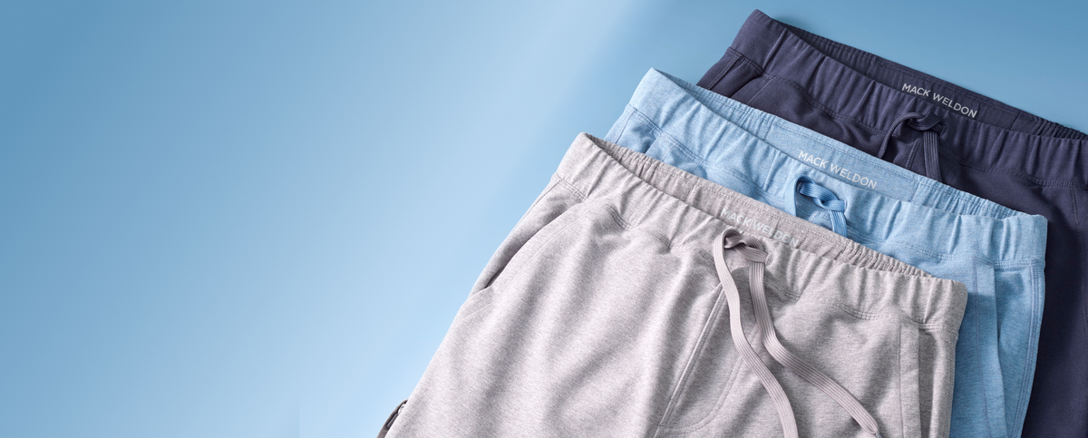 Laydown of Three Mack Weldon Ace Sweatpants