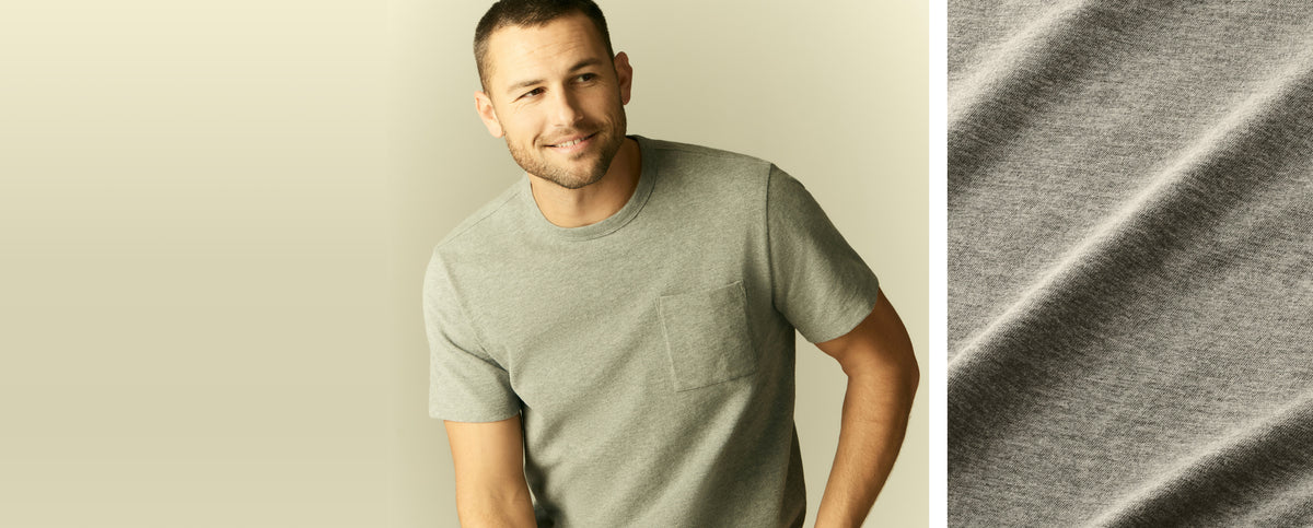 Man wearing Heavyweight Slub Crew Neck T-shirt