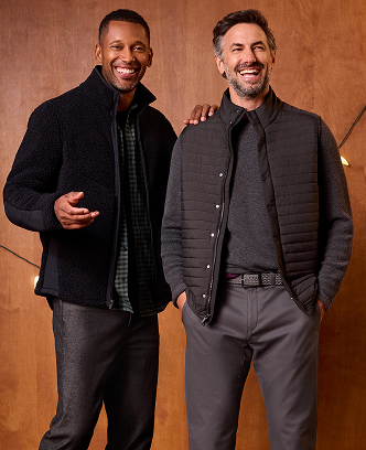 Two men wearing Mack Weldon outerwear apparel
