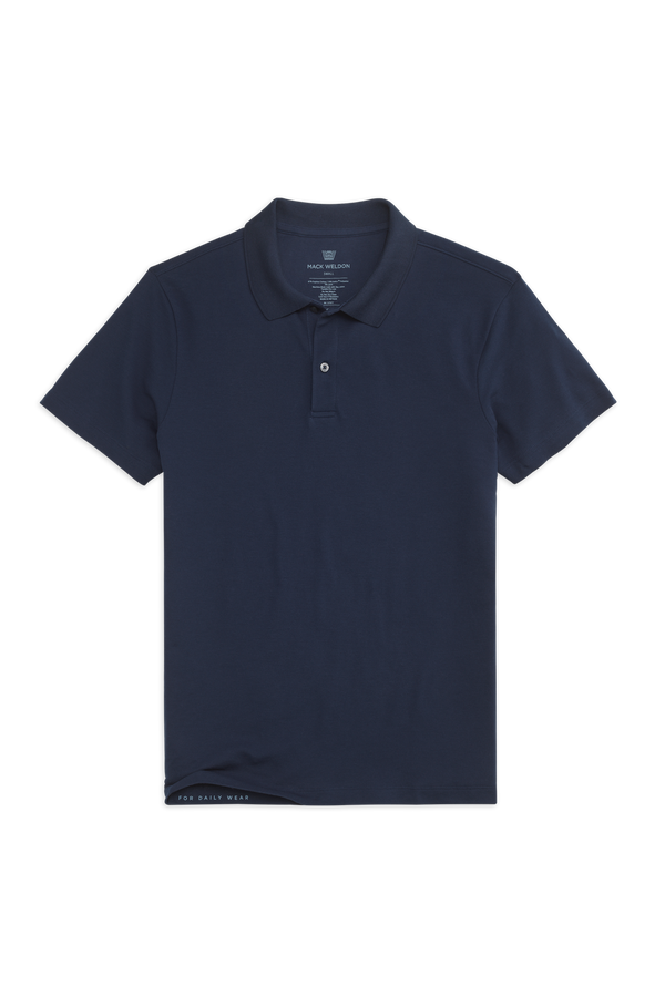 True Navy | Front view of Silver Pique Polo in True Navy