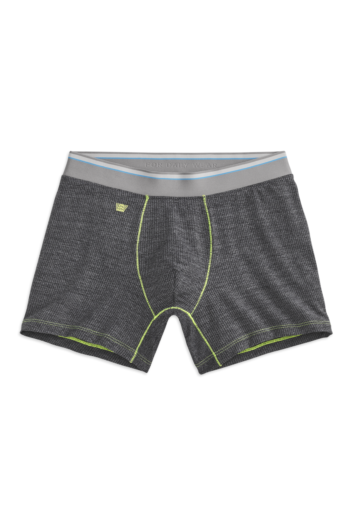Charcoal Heather Velocity Outline | Front view of AIRKNITˣ Boxer Brief in Charcoal Heather Velocity Outline