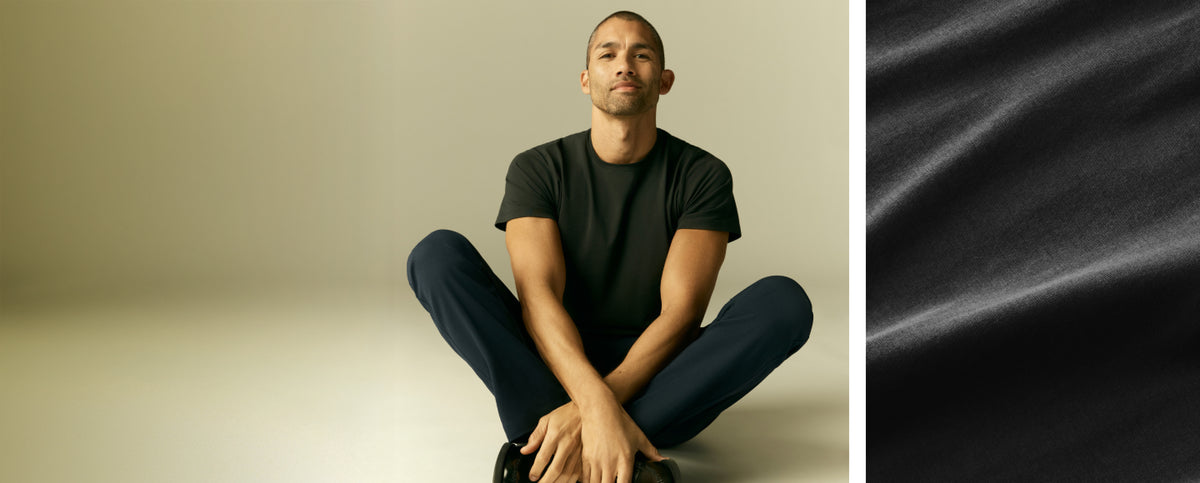 Man wearing Silver crew neck t-shirt