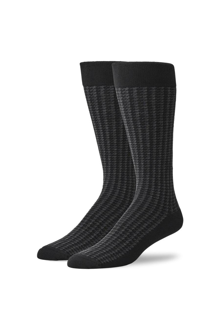 Front view of Silver Extended Crew Dress Sock in Black pattern