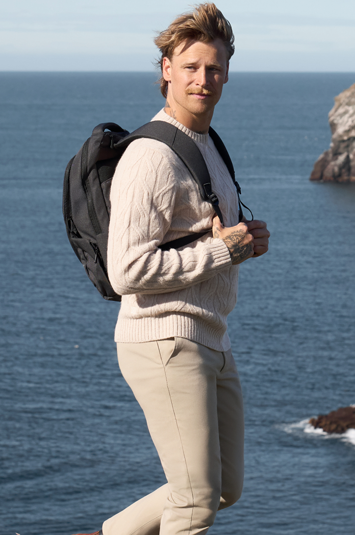Man wearing Warmknit Wool Crew Neck Sweater