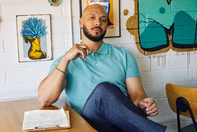 Chef L.T Smith wearing Tech Linen Sweater Polo.