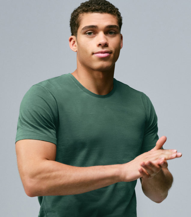 image of a man wearing a green t-shirt