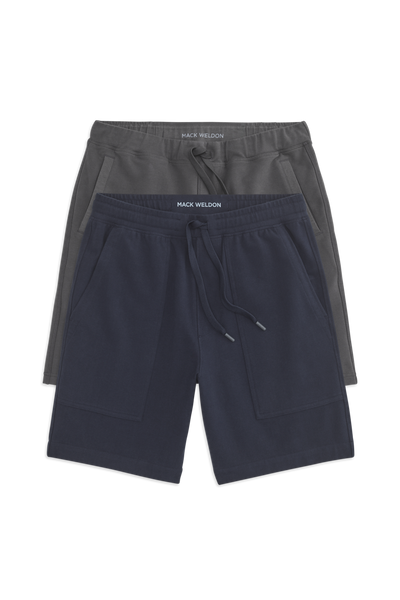 Front view of 2 packs ACE Carpenter Short & ACE Sweatshorts 9" in Total Eclipse / Asphalt color
