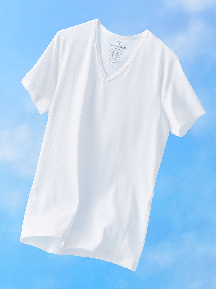 image of AIRKNITx  v-neck undershirt floating in the sky