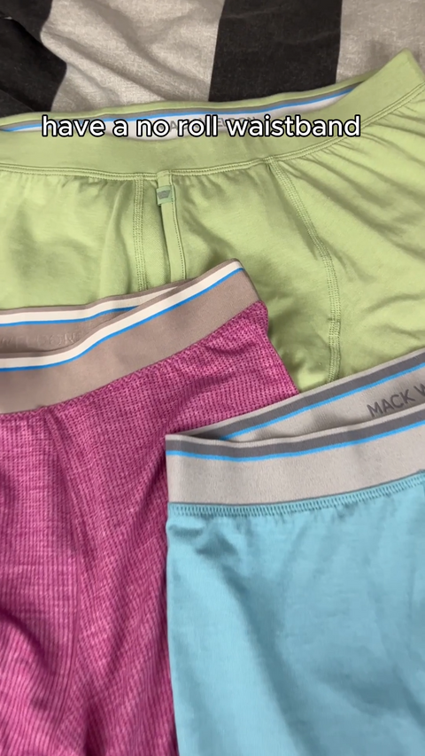All three fabrics share a no-roll waistband